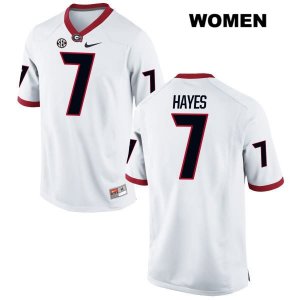 Women's Georgia Bulldogs NCAA #7 Jay Hayes Nike Stitched White Authentic College Football Jersey OCN1354HV